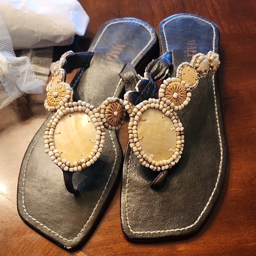 Mali Parmi Shell Beaded Sandals